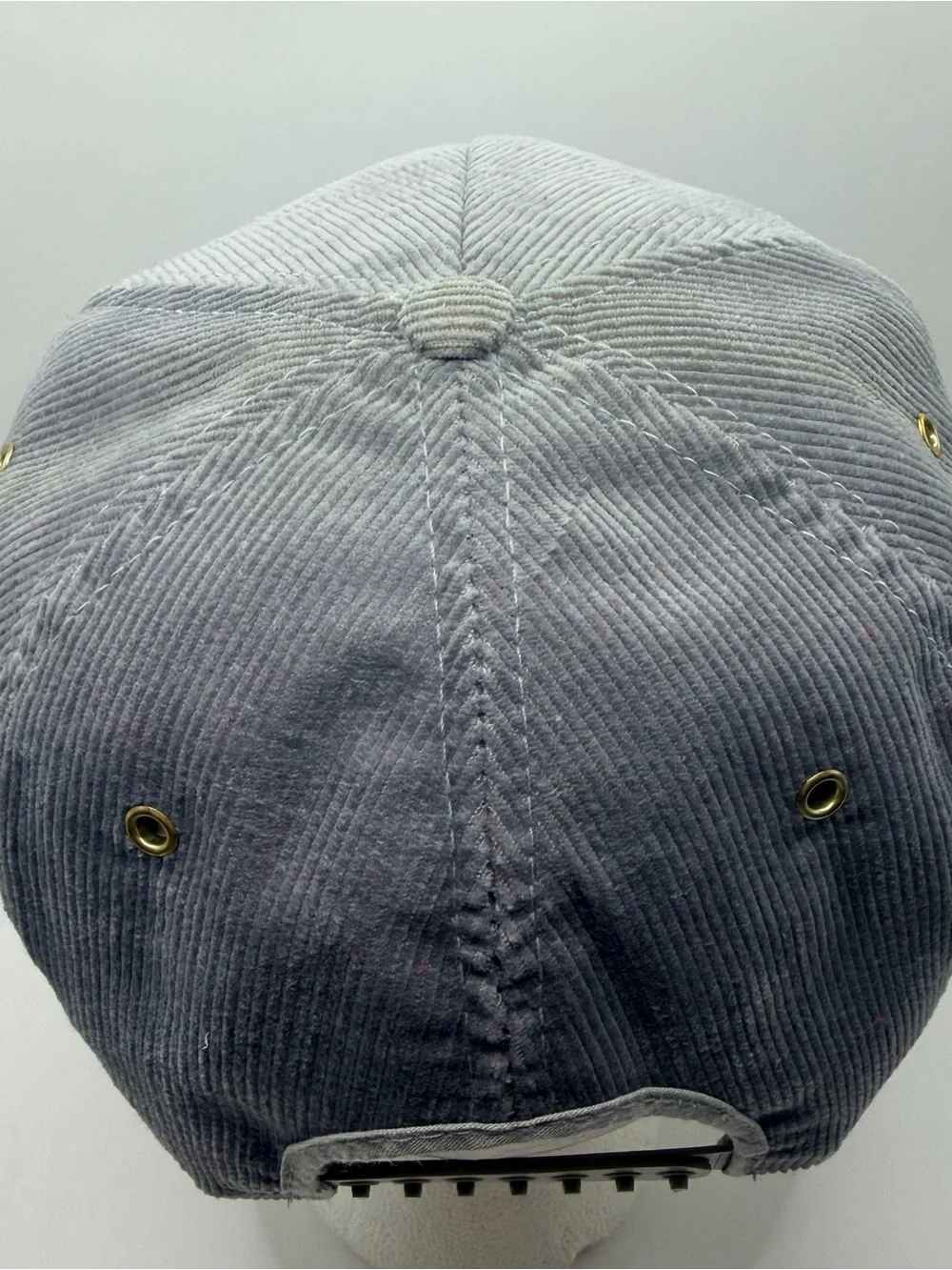 Vintage Morton Buildings Gray Corduroy USA Made Size-A-just SnapBack Cap